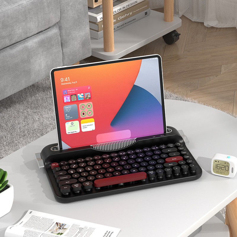 Безжична Bluetooth 2.4g ретро клавиатура Heijue Af84 с два режима, поддържаща свързване с множество устройства и предлагаща се с Groove Fixation.