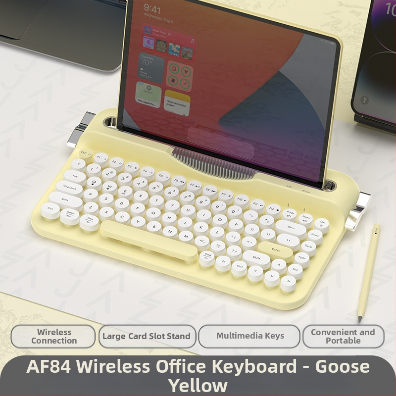 Безжична Bluetooth 2.4g ретро клавиатура Heijue Af84 с два режима, поддържаща свързване с множество устройства и предлагаща се с Groove Fixation.