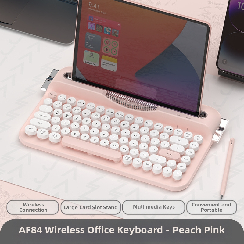 Безжична Bluetooth 2.4g ретро клавиатура Heijue Af84 с два режима, поддържаща свързване с множество устройства и предлагаща се с Groove Fixation.