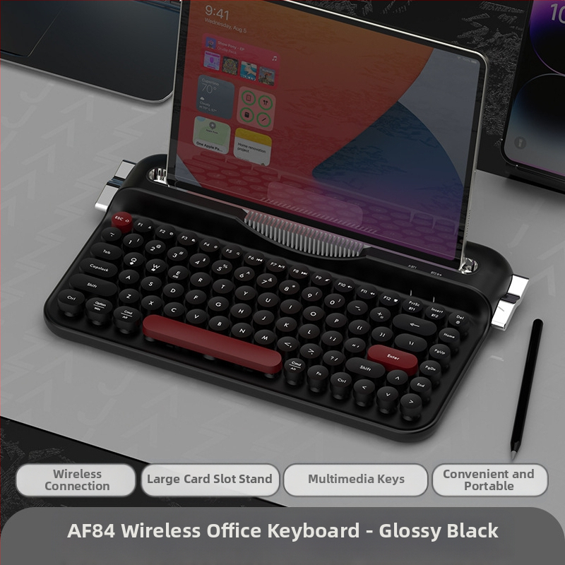 Безжична Bluetooth 2.4g ретро клавиатура Heijue Af84 с два режима, поддържаща свързване с множество устройства и предлагаща се с Groove Fixation.
