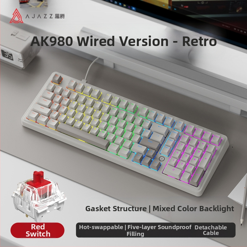 Heijue Ak980 Механична клавиатура за игри 100 клавиша Персонализирана клавиатура за електронни спортове за офис игри, компютър, Amazon