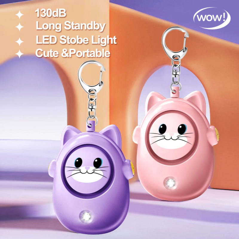 2024 Нов сладък котешки личен алармен ключодържател за жени против вълк, артефакт за деца на открито, за жени, аварийно самозащита