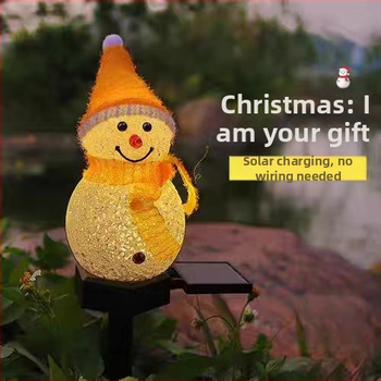 Határokon átnyúló napelemes karácsonyi hóember lámpa kültéri kerti udvari tájlámpa vízálló gyeplámpa gyantás lámpa
