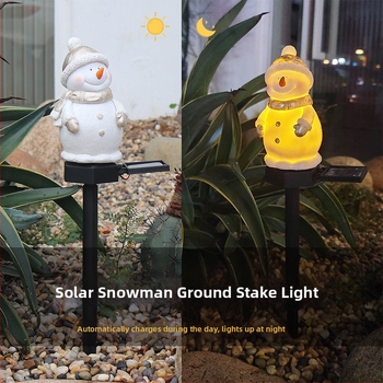 Határokon átnyúló napelemes karácsonyi hóember lámpa kültéri kerti udvari tájlámpa vízálló gyeplámpa gyantás lámpa