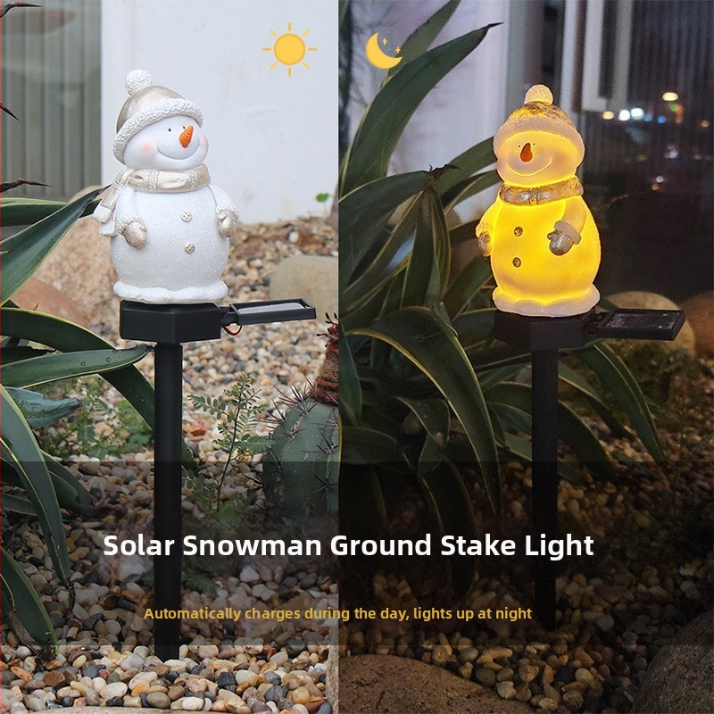 Трансгранична слънчева коледна лампа за снежен човек, външна градинска лампа за двор, ландшафтна лампа, водоустойчива лампа за тревна площ от смола