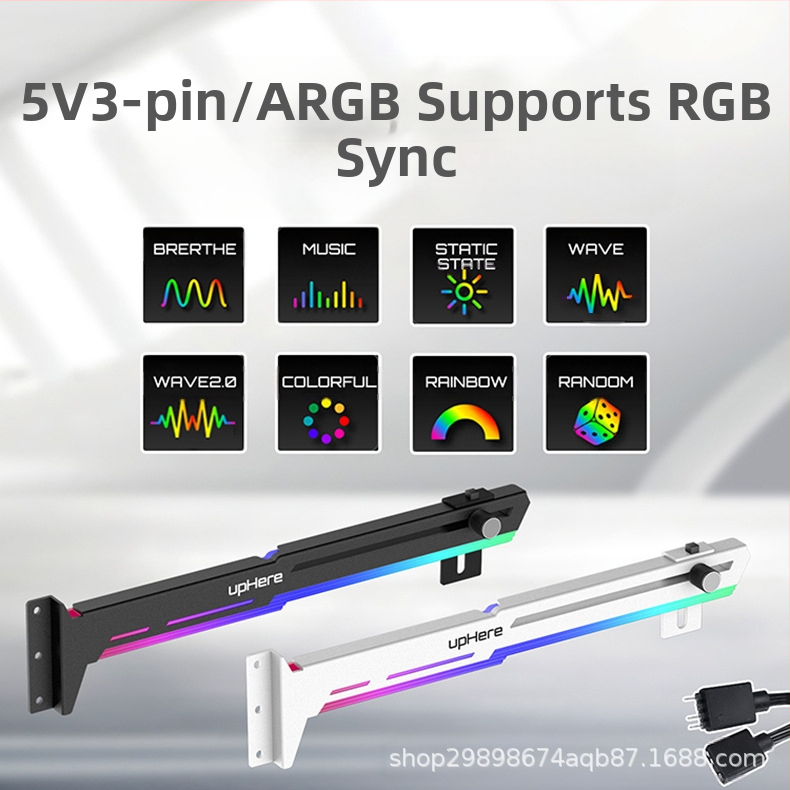 Скоба за графична карта RGB лампа за светлинно замърсяване на компютъра настолен компютър шаси вертикална скоба рамка за поддръжка на дънната платка вертикална декорация партньор