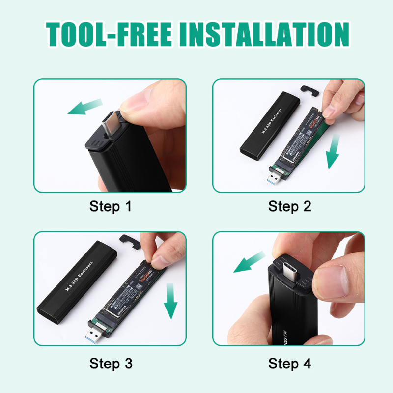 Dulap pentru hard disk M2 cu protocol dual, SATA SSD, 10G, NVMe de mare viteză, cutie pentru hard disk mobil M.2