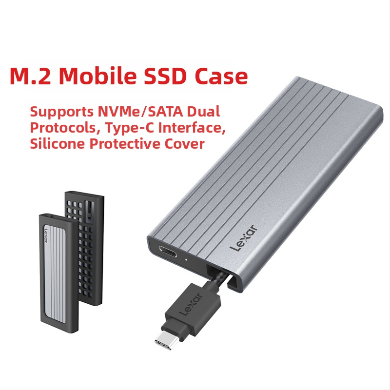 Кутия за мобилен твърд диск Lexa E10/E6/E300/E350, M.2, NVMe/SATA протокол, Type-C 3.2