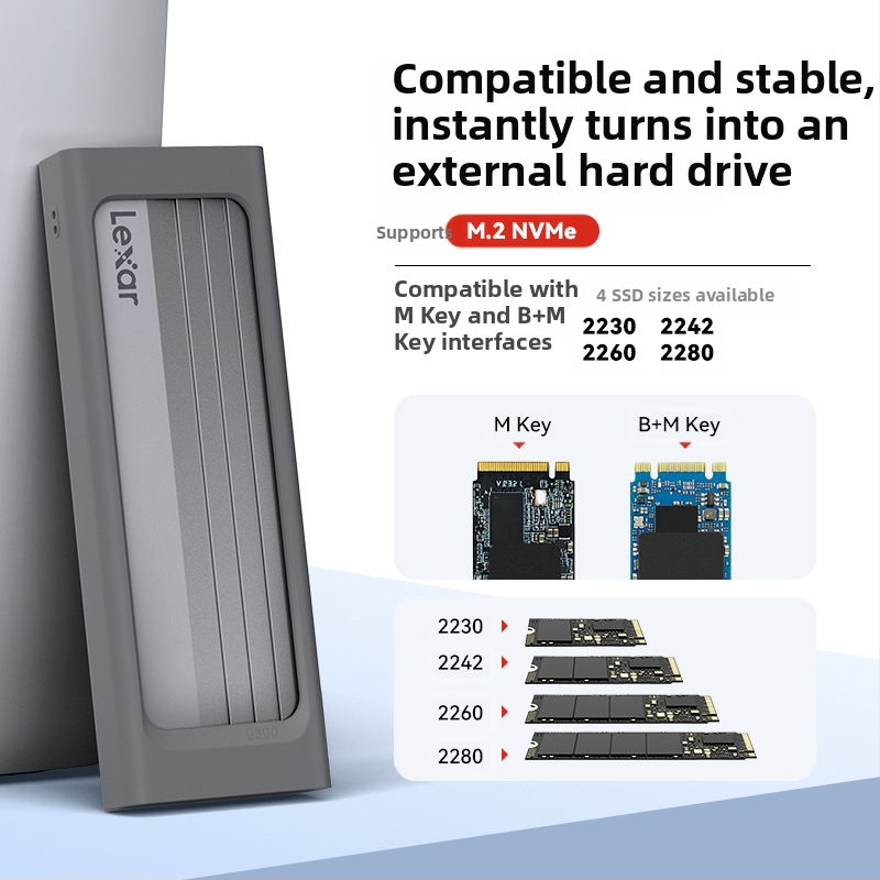 Carcasă pentru hard disk mobil Lexa E10/E6/E300/E350, M.2, NVMe/SATA, protocol Type-C 3.2