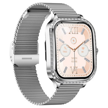 Crossborder Mk88 okosóra ívelt képernyővel, Bluetooth hívás, gyémánt vérnyomásmérő, pulzusmérő, női lépésszámláló, egészségmérő