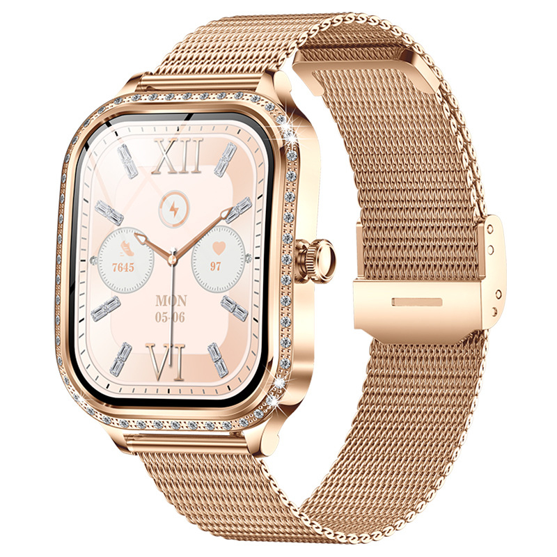 Crossborder Mk88 okosóra ívelt képernyővel, Bluetooth hívás, gyémánt vérnyomásmérő, pulzusmérő, női lépésszámláló, egészségmérő