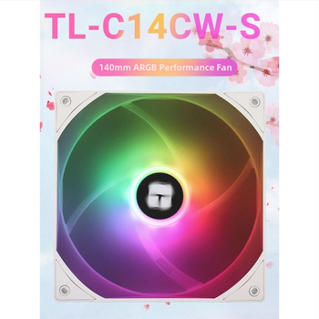 Limin TL-C14C-S must 14cm šassiiventilaator lauaarvutile vaikne valge ARGB arvuti jahutusventilaator