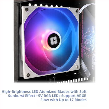 Limin TL-C14C-S must 14cm šassiiventilaator lauaarvutile vaikne valge ARGB arvuti jahutusventilaator