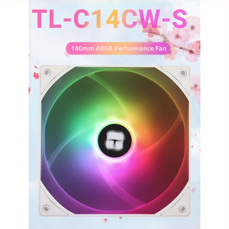 Limin TL-C14C-S черен 14 см вентилатор за шаси, безшумен, бял, ARGB, охлаждащ вентилатор за компютър