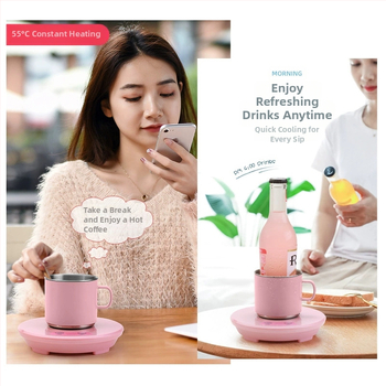 Трансгранична интелигентна подложка за бързо охлаждане и затопляне на чаши за горещи и студени напитки, малка преносима подложка за монтиране в кола за дома с двойна употреба за охлаждане и отопление