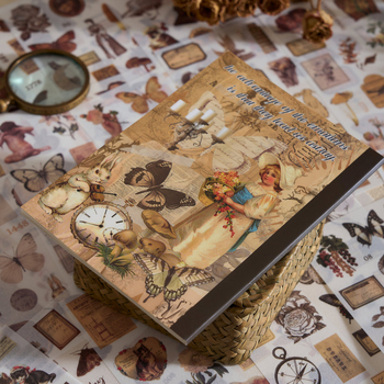 Korai hab- és papírvágó fólia, nagyméretű matricás könyv, Xiseshao sorozat, könnyű retró anyagok kézikönyve, barkácsoláshoz használt kertészeti kollázs