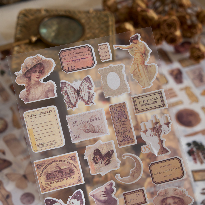 Korai hab- és papírvágó fólia, nagyméretű matricás könyv, Xiseshao sorozat, könnyű retró anyagok kézikönyve, barkácsoláshoz használt kertészeti kollázs