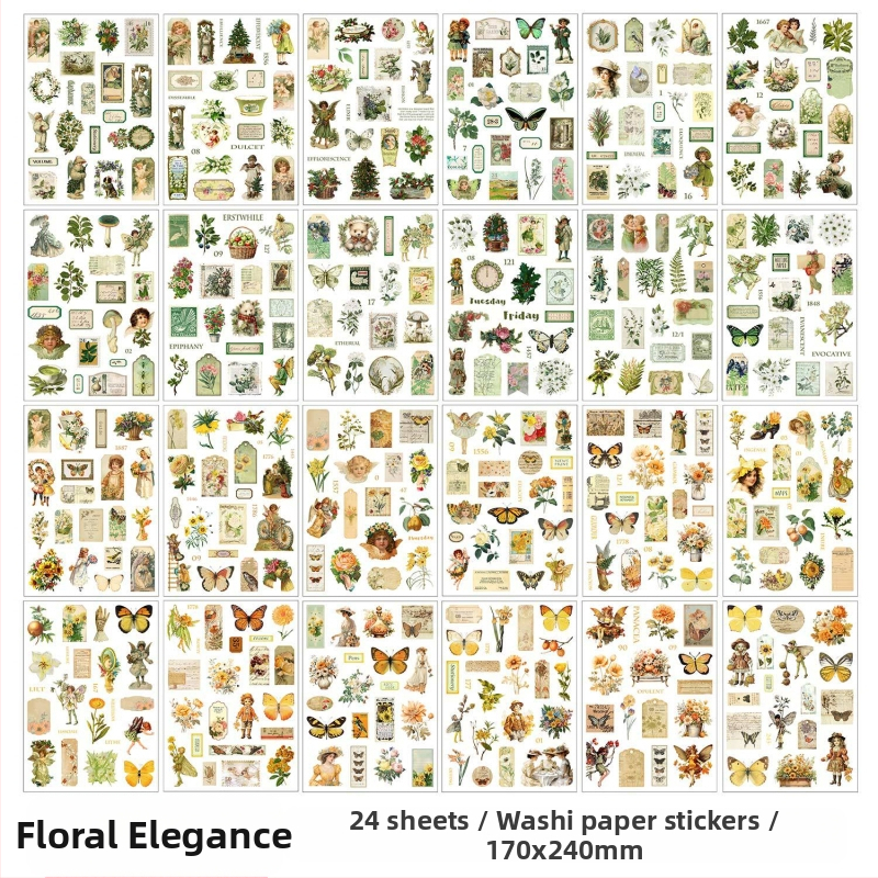 Korai hab- és papírvágó fólia, nagyméretű matricás könyv, Xiseshao sorozat, könnyű retró anyagok kézikönyve, barkácsoláshoz használt kertészeti kollázs