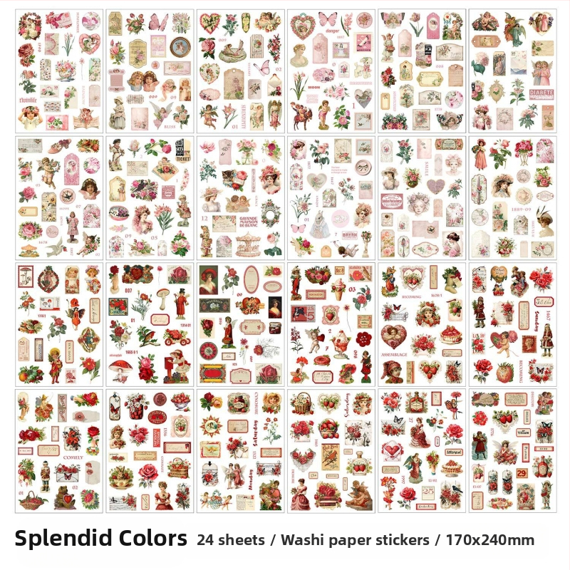 Korai hab- és papírvágó fólia, nagyméretű matricás könyv, Xiseshao sorozat, könnyű retró anyagok kézikönyve, barkácsoláshoz használt kertészeti kollázs