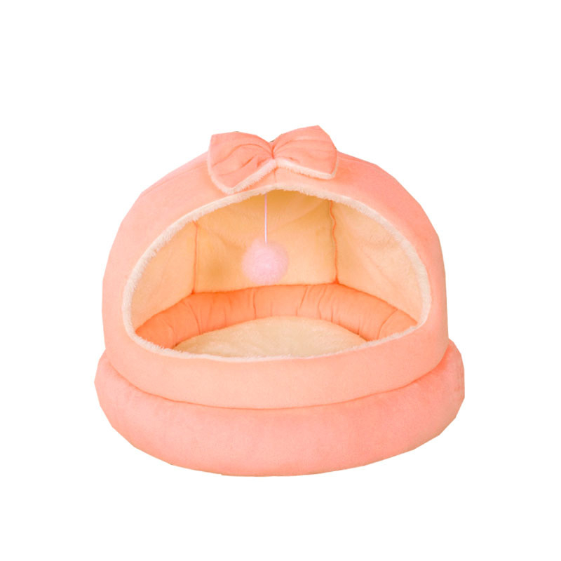 Új, négy évszakos univerzális, rajzfilm stílusú macskafészek, félig zárt, kistestű kutyáknak való macskaház, kristálybársonyból készült kisállat-kellékek