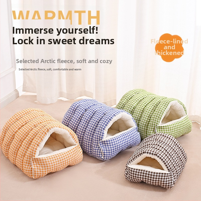 Kassipesa on talvel soe, suletud ja turvaline, kassi ja koera voodi, magamispesa, magamiskott, tekk, talvine ese lemmikloom