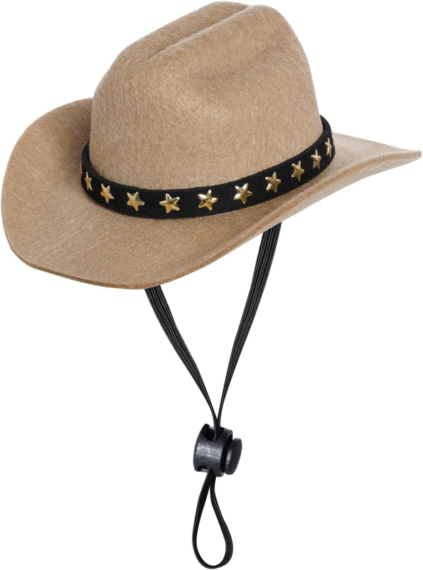 Amazon Ръчно изработена британска каубойска шапка за домашни любимци Star с регулируема сладка кукла сладка кукла за домашни любимци облекло мини шапка