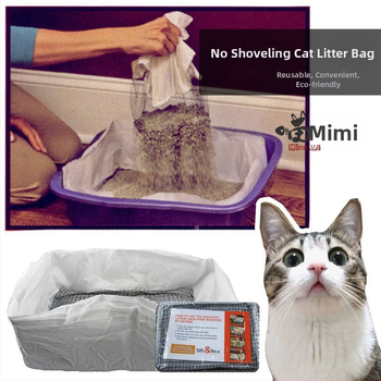Торба за котешка тоалетна кутия за котешка тоалетна филтърна мрежа торба за мързелива котешка тоалетна котешка тоалетна с лопата може да се рециклира безплатна торба за лопатка с лопата котешка тоалетна торба с пясък