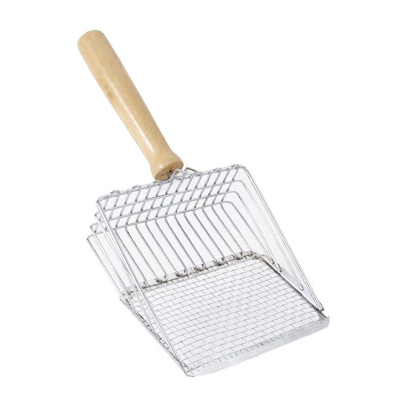 Odinis kačių kraiko kastuvas, integruotas kačių kastuvas, didelis katėms skirtas nerūdijančio plieno kastuvas, didmeninis metalinis kačių kraiko kastuvas