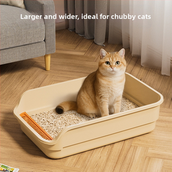 Προμήθειες για γάτες Πολύ μεγάλη λεκάνη άμμου για γάτες Ανοιχτή Ημικλειστή Μεγάλη Πολύ μεγάλη τουαλέτα γάτας με ενισχυμένη προστασία από πιτσιλιές