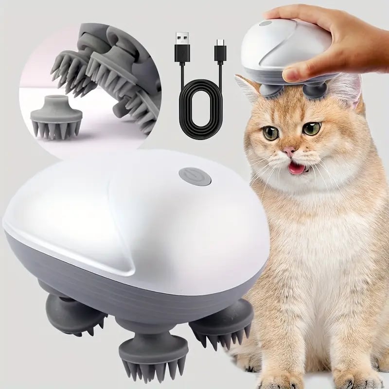 Masaj pentru cap transfrontalier, electric, cu încărcare pentru animale de companie, masaj pentru cap de caracatiță, frământare a scalpului, multi-gear, multi-claw