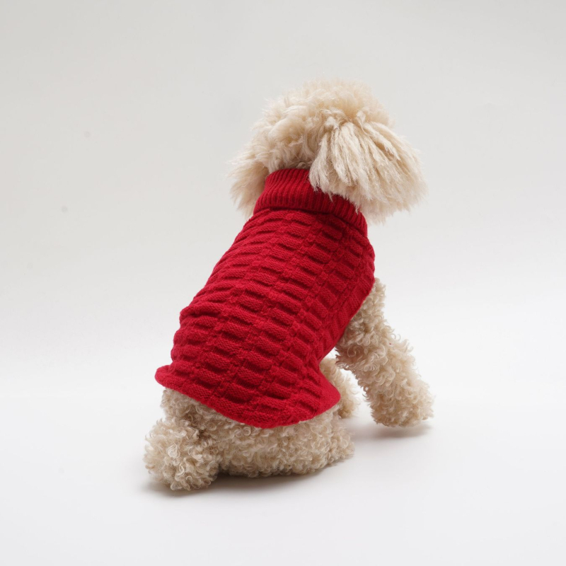 Lemmikloomariided sügis- ja talvestiilis kootud revääriga, elastse ruudulise mustriga, kolmemõõtmeline ühevärviline koera- ja kassikampsun Briti stiilis