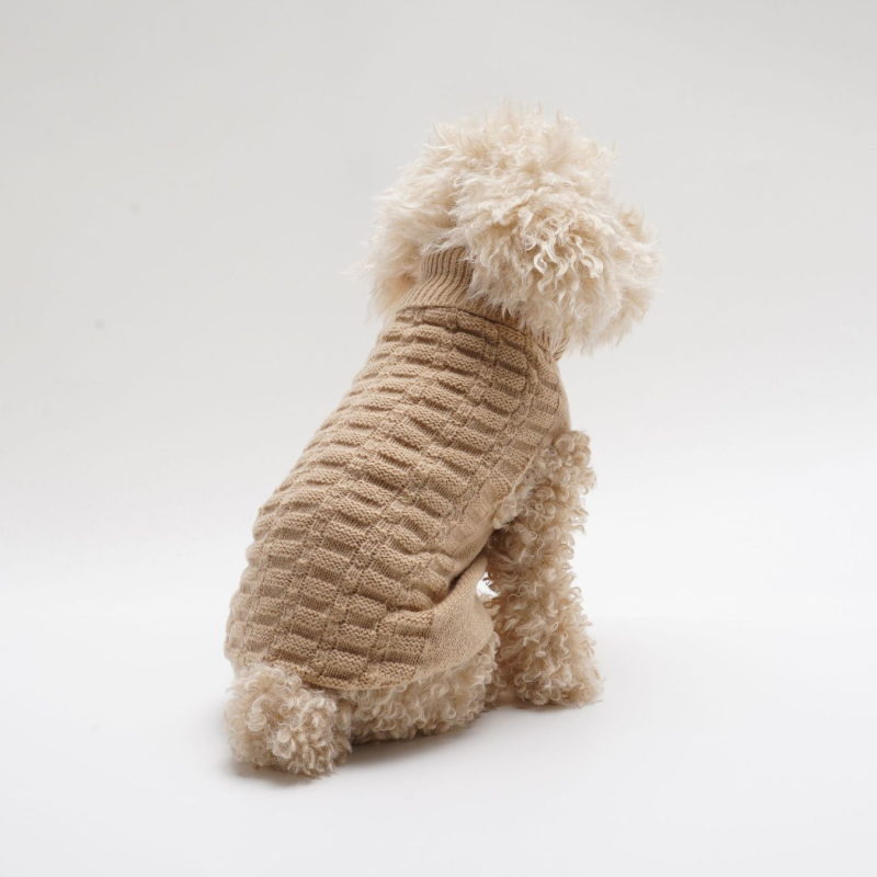 Lemmikloomariided sügis- ja talvestiilis kootud revääriga, elastse ruudulise mustriga, kolmemõõtmeline ühevärviline koera- ja kassikampsun Briti stiilis