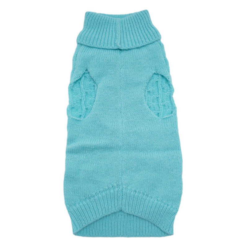 Őszi-téli kutyapulóver, új, hajtókás, szőtt, háromdimenziós, csavart, egyszínű, csavart, masnival díszített