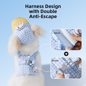 Шапка за домашни любимци куче и котка, пролетно-лятна, за излизане, засенчваща слънце, противоиздърпваща шапка, противооросяваща, регулируема шапка с катарама за уши