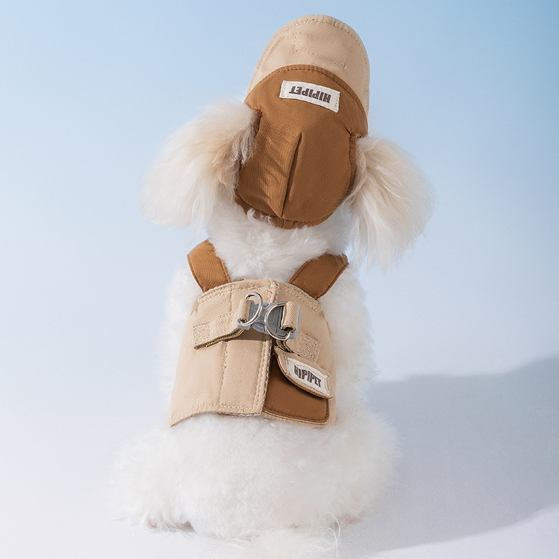 Шапка за домашни любимци куче и котка, пролетно-лятна, за излизане, засенчваща слънце, противоиздърпваща шапка, противооросяваща, регулируема шапка с катарама за уши