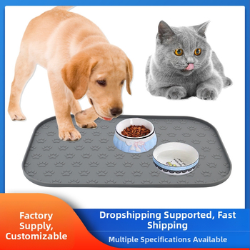 Uus suur 44 * 27 cm silikoonist lemmikloomade lauamatt, ülevooluvastane esiletõstetud kujundusega käpajäljega lemmikloomade lauamatt