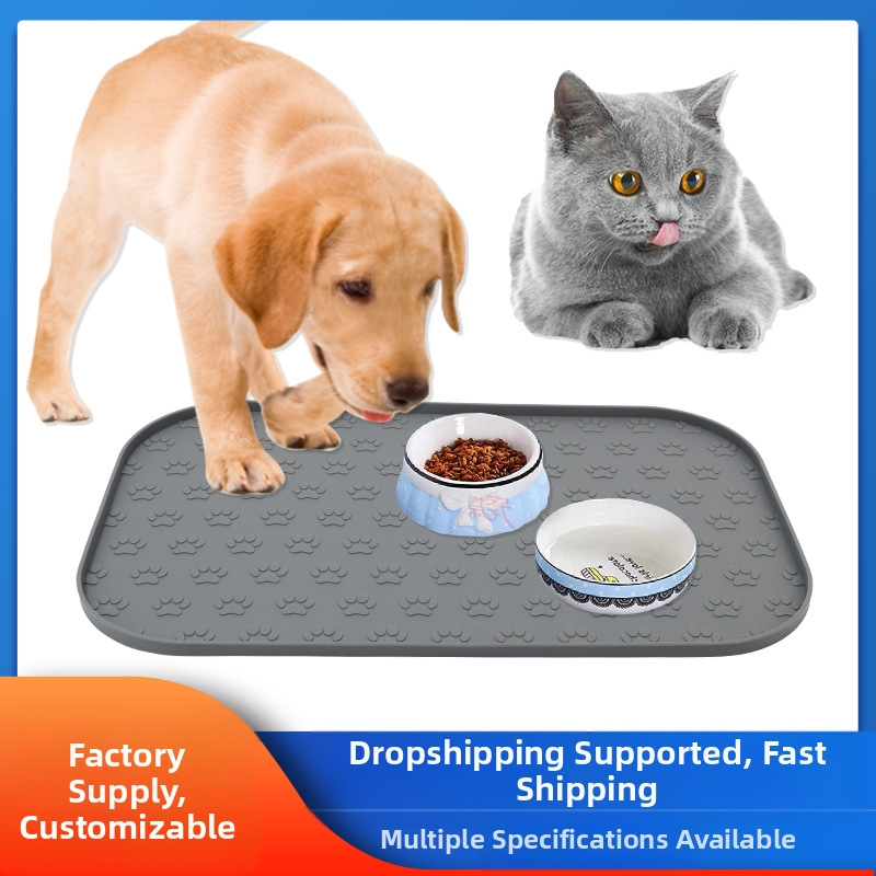 Uus suur 44 * 27 cm silikoonist lemmikloomade lauamatt, ülevooluvastane esiletõstetud kujundusega käpajäljega lemmikloomade lauamatt