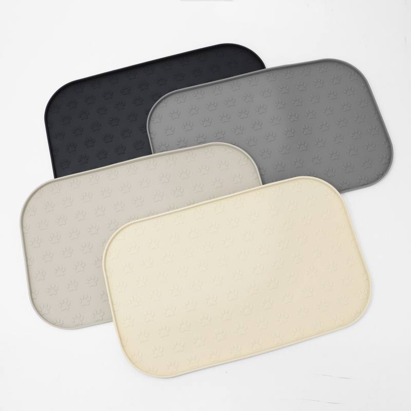 Uus suur 44 * 27 cm silikoonist lemmikloomade lauamatt, ülevooluvastane esiletõstetud kujundusega käpajäljega lemmikloomade lauamatt