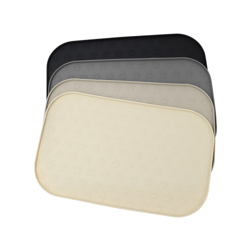 Uus suur 44 * 27 cm silikoonist lemmikloomade lauamatt, ülevooluvastane esiletõstetud kujundusega käpajäljega lemmikloomade lauamatt