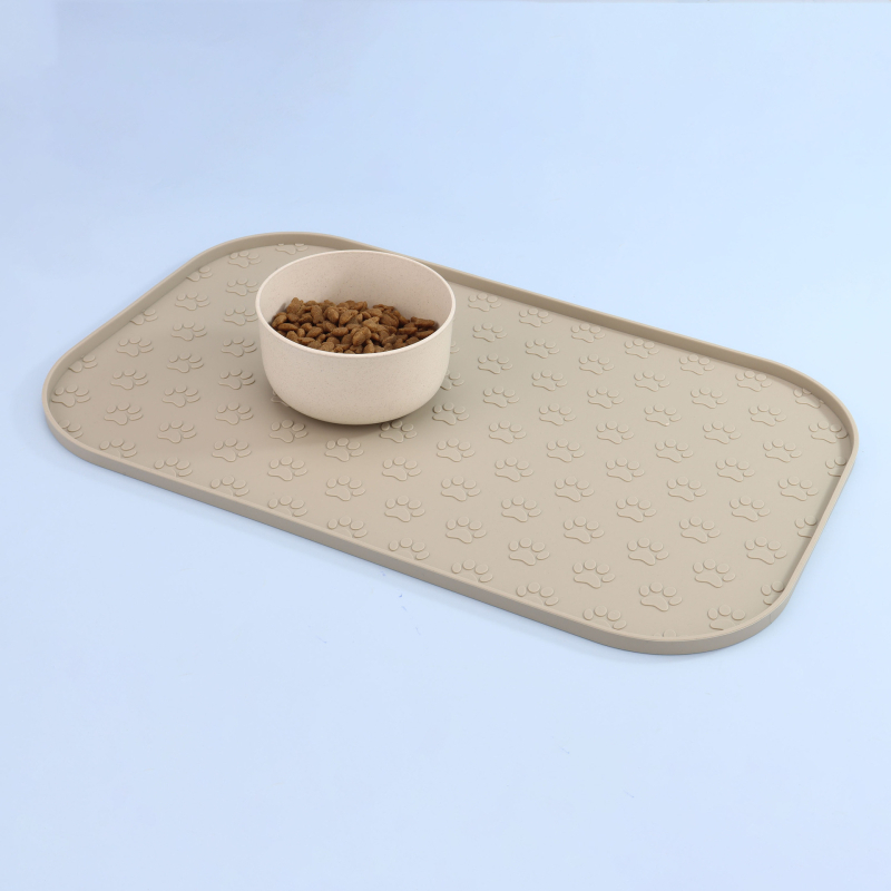 Uus suur 44 * 27 cm silikoonist lemmikloomade lauamatt, ülevooluvastane esiletõstetud kujundusega käpajäljega lemmikloomade lauamatt