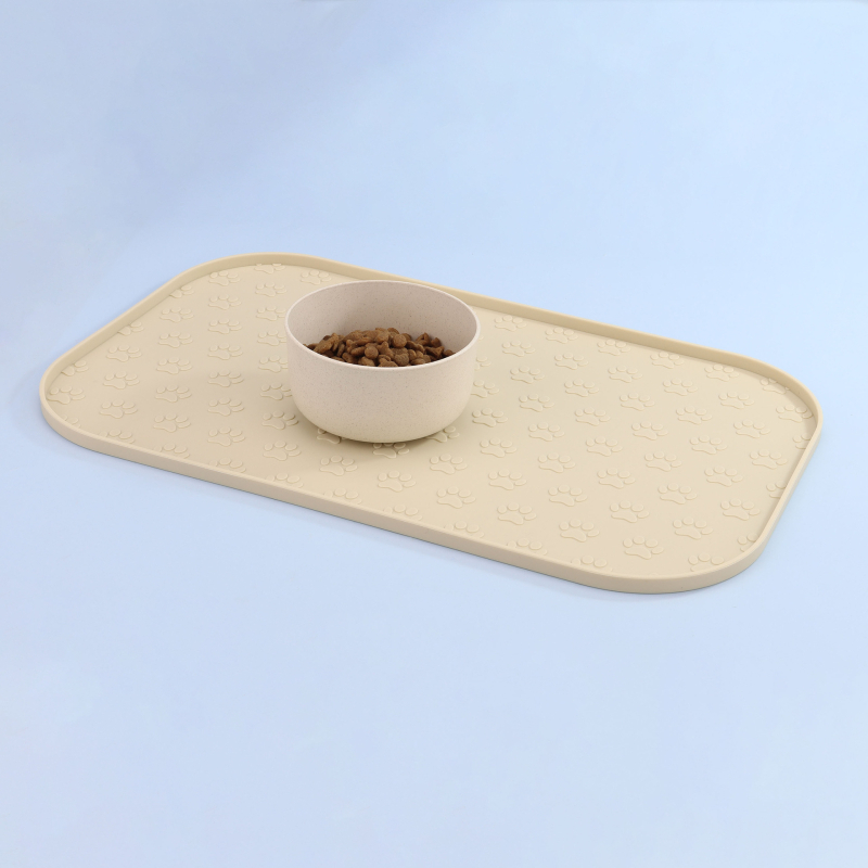 Uus suur 44 * 27 cm silikoonist lemmikloomade lauamatt, ülevooluvastane esiletõstetud kujundusega käpajäljega lemmikloomade lauamatt