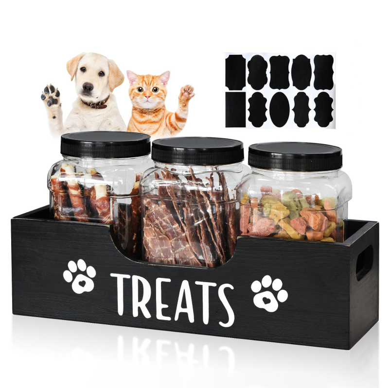 Határokon átnyúló, fából készült kutyaeledel-tároló doboz, hordozható, tömörfa kisállat-snack doboz, asztali kisállat-snack tároló doboz raktáron