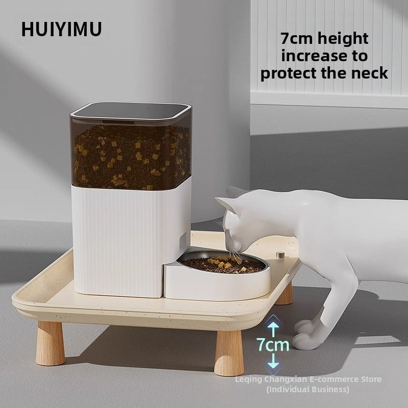 Kaelakaitsega kõrgendatud taldrik, kasside automaatne söötja, lemmikloomade lekkekindel koera suure läbimõõduga taldrik, kassikauss, toidualus, alusmatt