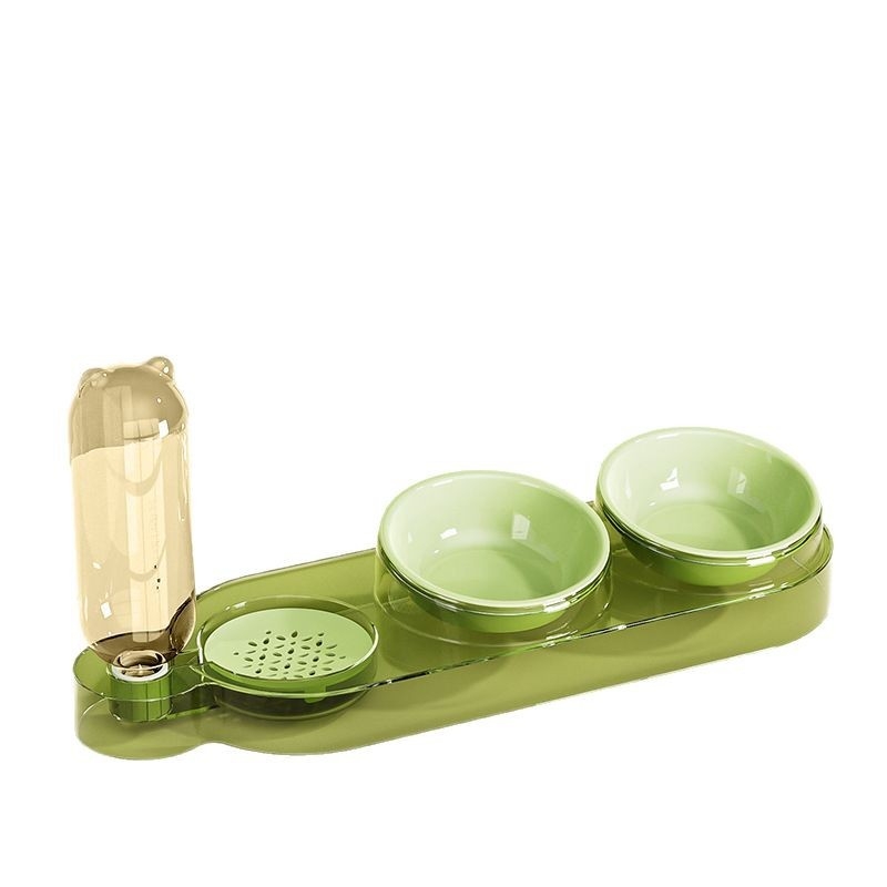 Kisállat itató kettő az egyben multifunkciós tál macska tál kutya tál átlátszó talp dupla tál