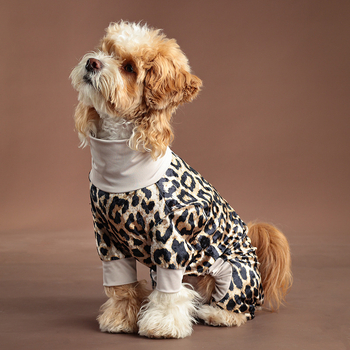 25 Νέα Ρούχα για Κατοικίδια Κλασικά Ρούχα Τετράποδα με Λεοπάρ Στάμπα Πιτζάμες Σπιτιού για Μικρά και Μεσαία Ρούχα για Σκύλους με Τετράποδα, Ευρωπαϊκά και Αμερικανικά