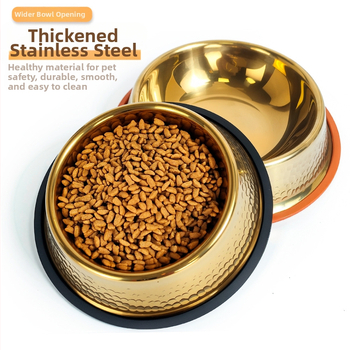 Διασυνοριακό μπολ κατοικίδιων ζώων από ανοξείδωτο ατσάλι, χρυσό, επιτραπέζια σκεύη για σκύλους, κυματοειδές μπολ ταΐσματος, αντικραδασμικό μπολ για γάτες, μπολ ποτού χονδρικής