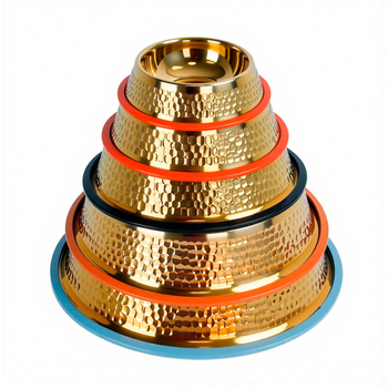 Διασυνοριακό μπολ κατοικίδιων ζώων από ανοξείδωτο ατσάλι, χρυσό, επιτραπέζια σκεύη για σκύλους, κυματοειδές μπολ ταΐσματος, αντικραδασμικό μπολ για γάτες, μπολ ποτού χονδρικής