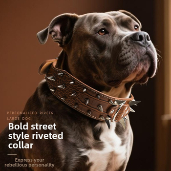 Κολάρο για κατοικίδια μεγάλου μεγέθους για σκύλους, προστατευτικό λαιμού με πριτσίνια, μοτίβο κροκόδειλου, δόντια λύκου, διευρυμένο, καμπύλο, ισχυρό, αντι-δάγκωμα, χονδρικής