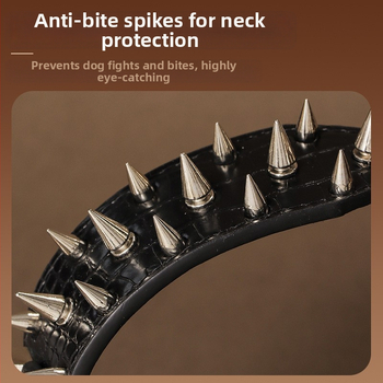 Κολάρο για κατοικίδια μεγάλου μεγέθους για σκύλους, προστατευτικό λαιμού με πριτσίνια, μοτίβο κροκόδειλου, δόντια λύκου, διευρυμένο, καμπύλο, ισχυρό, αντι-δάγκωμα, χονδρικής