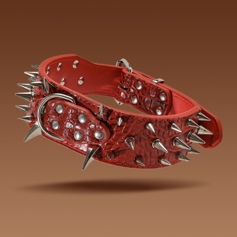 Piiriülene suurte koerte kaelarihm neetidega kaelakaitse krokodillimustriga hundihammastega laiendatud kumer tugev hammustusvastane nael hulgimüügist